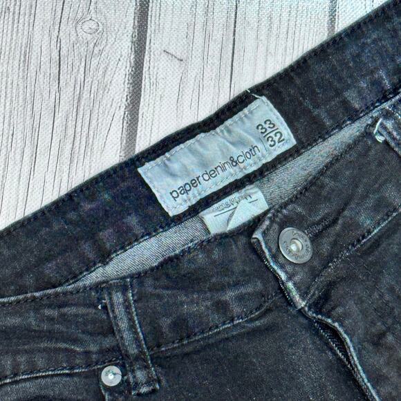 Paper Denim & Cloth Jeans Mens 33x32 Black Dark Wash Cotton Blend Straight Fit - Picture 3 of 3
